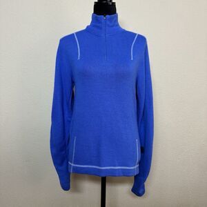Nike Acg top women medium (8-10) Wool Blend long sleeve 1/4 zip thermal blue
